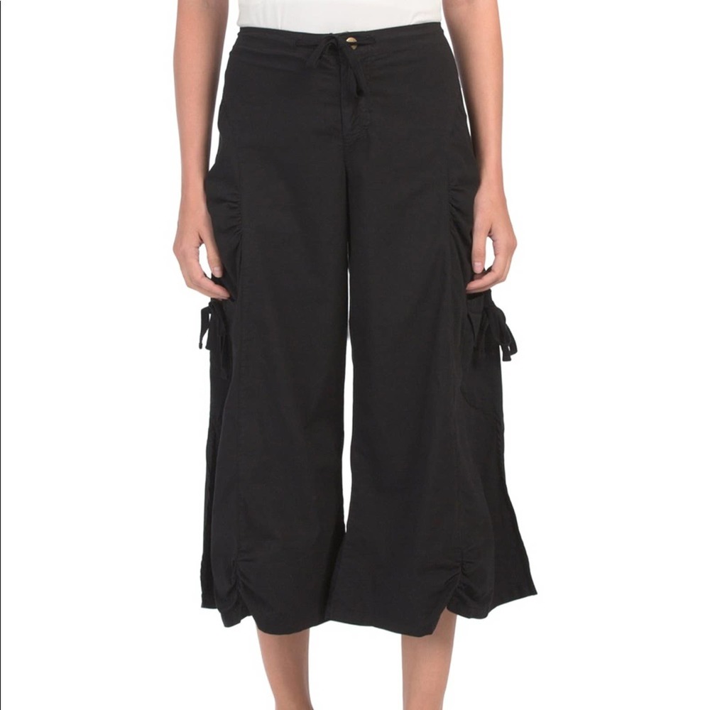 XCVI Black Cropped Wide-Leg Tie Waist Pants